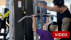 ஜிம்மில் உற்சாகமாக உடற்பயிற்சி செய்யும் 96 வயது பாட்டி