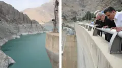  مسعود پزشکیان و منظره سد 