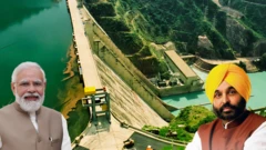ਭਾਖੜਾ ਡੈਮ ਅਤੇ ਇੱਕ ਪਾਸੇ ਪੀਐਮ ਮੋਦੀ ਤੇ ਸੀਐਮ ਭਗਵੰਤ ਮਾਨ ਦੀ ਫੋਟੋ