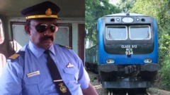 දුම්රිය රියදුරා සහ ඔහු විසින් බේරා ගත් දුම්රියේ ඡායාරූපයකි