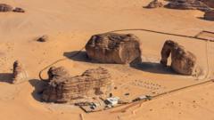 Vistá aérea de la Roca del Elefante y su entorno desértico.