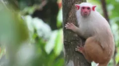 Mico em tronco de árvore