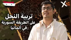 صورة من تقرير لبي بي سي اكسترا عن قصة لاجئ مع تربية النحل 