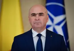Premierul interimar al României, Ilie Bolojan, ținând o conferință de presă la Palatul Cotroceni în București, la data de 20 iulie 2025.
