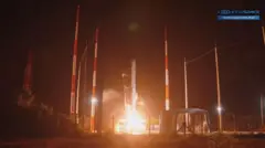 Imagem do momento da decolagem do foguete.