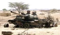 دبابة مدمَّرة في الحرب الإثيوبية الإريترية