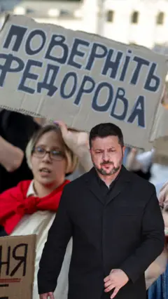 протестующие и Зеленский