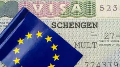 Schengen vizesinin üstünde AB bayrağı