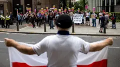 Protesters at Canary Wharf
