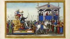Pintura retrata entrada do rei Henrique 2º em Rouen