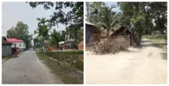 সাবেক বাংলাদেশি ছিটমহল মধ্য মশালডাঙ্গা - বিনিময়ের আগে (ডানে), বর্তমানে যা হয়েছে (বাঁয়ে)