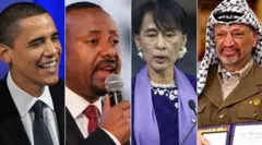 ከግራ ወደ ቀኝ፤ ባራክ ኦባማ፣ ዐብይ አሕመድ፣ አን ሳን ሱ ኪ፣ ያሲር አረፋት