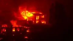 チリ中部の森林火災