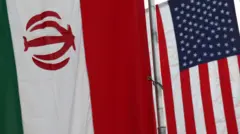 پرجم ایران و آمریکا امروز در مسقط