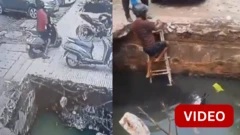 அங்கிருந்தவர்கள் ஏணியை வைத்து அவரை சாக்கடையில் இருந்து மீட்டனர். 