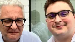 Clément Vandenkerckhove (R) with his father Prince Laurent