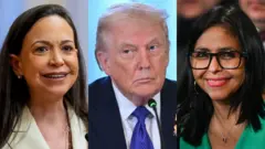 Maria Corina Machado, Donald Trump y Delcy Rodríguez