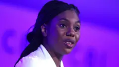 Close up of Leader of di Conservative Party Kemi Badenoch dey speak
