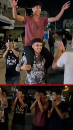 Gazans celebrating