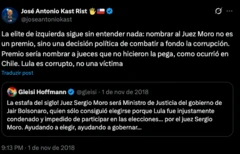 Publicação no X de José Antonio Kast, em espanhol