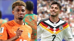 Joueurs ivoirien et allemand