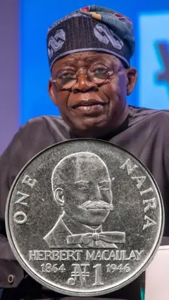 Bola Tinubu and one naira coin