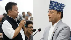 नेकपा एमालेका सांसद राजेन्द्रकुमार राई (बायाँ) र सभामुख डोलप्रसाद अर्याल