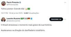Capturas de tela de postagens de Paulo Pimenta e Leandro Ruschel