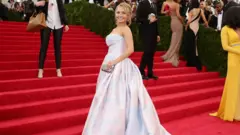 Hayden Panettiere, usando um longo vestido rosa claro, comparece ao baile de gala "Charles James: Além da Moda" do Costume Institute no Metropolitan Museum of Art em Nova York, em 5 de maio de 2014.