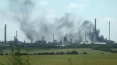 Umujyi wa Lysychansk urimo gucumbamo umwotsi kubera imirwano