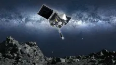 Ilustração: a espaçonave Osiris-Rex passou dois anos mapeando Bennu antes de coletar uma amostra