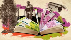 በመጽሐፍ ገፆች መልክ የተቀመጠ ዩሮ