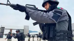 Policiais com armas apontadasTampico.