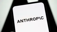 Black and white Anthropic logo displayed on a smartphone screen.