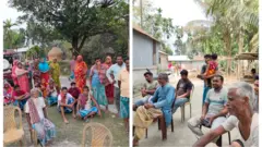 দুই সাবেক বাংলাদেশি ছিটমহলের বাসিন্দারা - বাঁয়ে মধ্য মশালডাঙ্গার, ডানে পোয়াতুরকুঠির ছবি