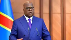 Perezida Félix Tshisekedi arimo kuvuga ijambo