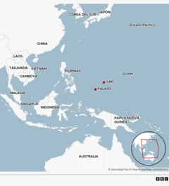 Mapa que muestra la ubicación de Yap