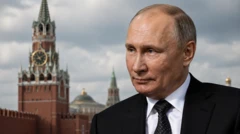 Володимир Путін на тлі Кремля - колаж