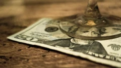 اسکناسی روی میز با لیوانی بر آن