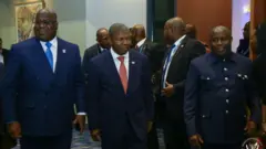 Perezida Tshisekedi, Lourenço na Ndayishimiye i Washington
