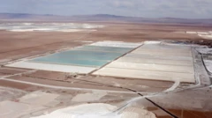 Piscinas de extração de lítio em uma paisagem vasta e árida