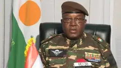 Le général Tchiani lors d'un discours à la Nation