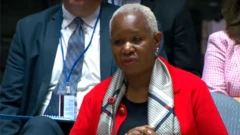 Bintou Keita ageza ijambo ku kanama k'umutekano ka ONU, i New York muri Amerika, ku itariki ya 30 Nzeri (9) mu mwaka wa 2024