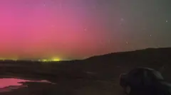 شفق قطبی در کویر سه‌قلعه در خراسان جنوبی