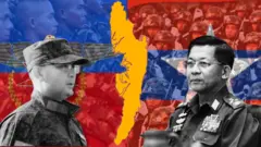အေအေ ခေါင်းဆောင် ဗိုလ်ချုပ် ထွန်းမြတ်နိုင်နဲ့ မြန်မာစစ်ခေါင်းဆောင် ဗိုလ်ချုပ်မှူးကြီး မင်းအောင်လှိုင် 