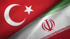 Türkiye ve İran bayrakları.