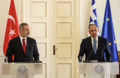 Xarici İşlər Naziri Hakan Fidan və Yunanıstan Xarici İşlər Naziri Yorqos Yerapitritis.