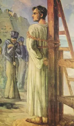 Pintura "A Execução de Frei Caneca", em obra de Murillo La Greca, de 1924