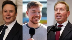Từ trái qua: Elon Musk, MrBeast, Larry Ellison