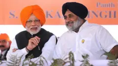 ਨਰਿੰਦਰ ਮੋਦੀ ਅਤੇ ਸੁਖਬੀਰ ਸਿੰਘ ਬਾਦਲ 